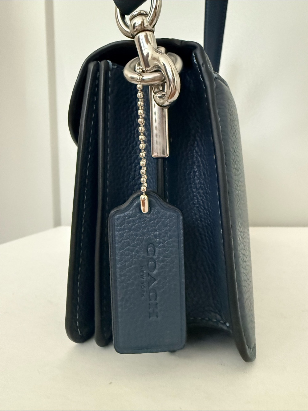 Coach Tabby Shoulder Bag (CH735) in Dark Blue Pebbled Leather with Signature C - Picture 4 of 9